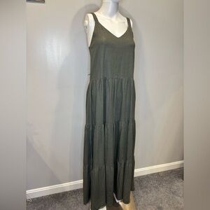 Splendid Maxi Dress Womens XS Gray Tiered Romantic Resortwear Vacation $188
